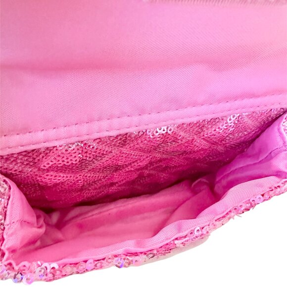 The Childrens Place Mini Backpack Girls Pink Sequin PomPom Adjustable/Top Handle - Picture 2 of 4